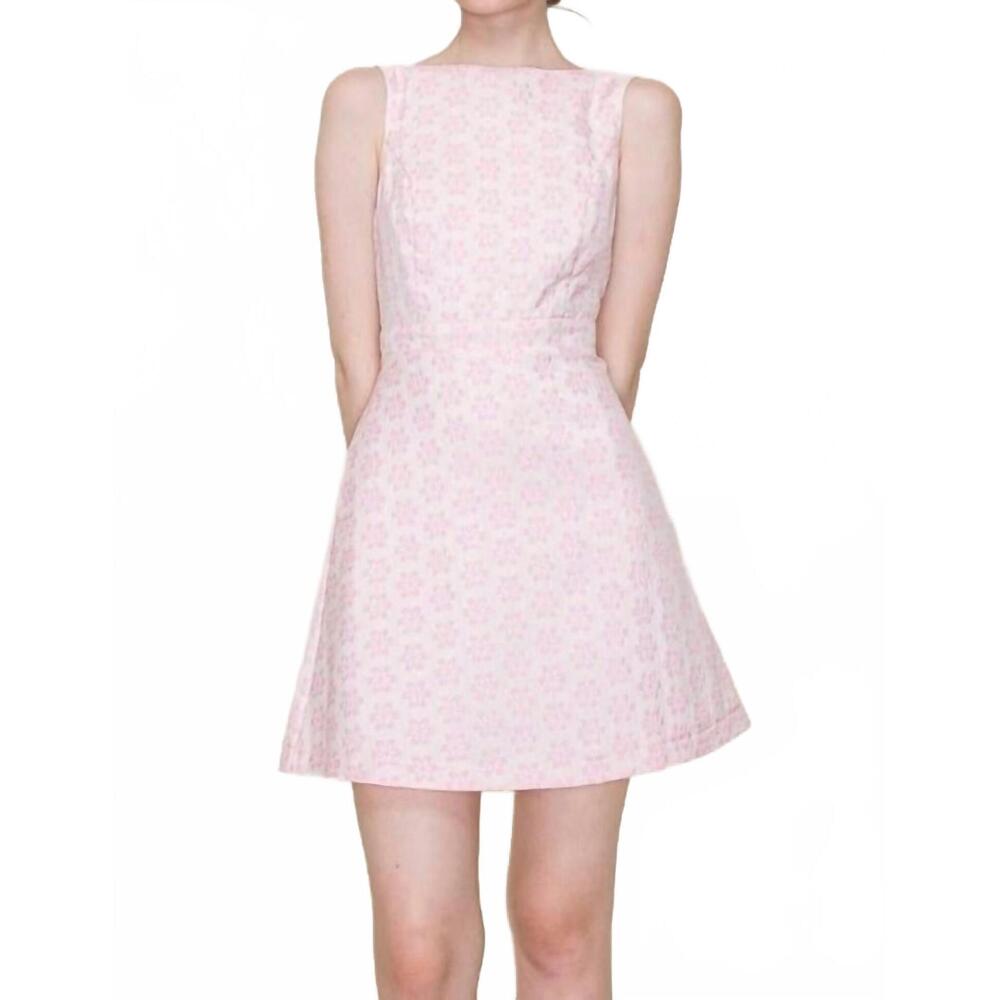 NEW B.RIGHT harper boat neck jacquard mini dress in pink